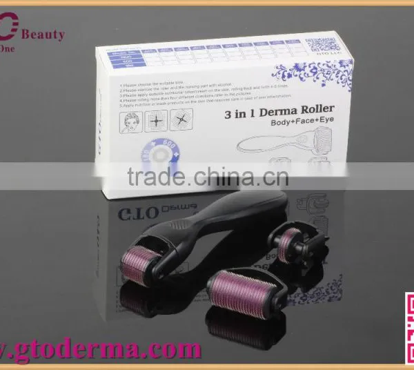 2016 Newest 3 In1 180+600+1200 Needle Derma Roller for Hair Loss Treatment photo-4
