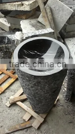 Peach Wooden Color Exellent Quality Marble Stone Bathroom Wash Basins photo-2