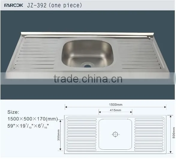 JZ-392 Factory Supply 1.5m Stainless Steel Kitchen Sink photo-2