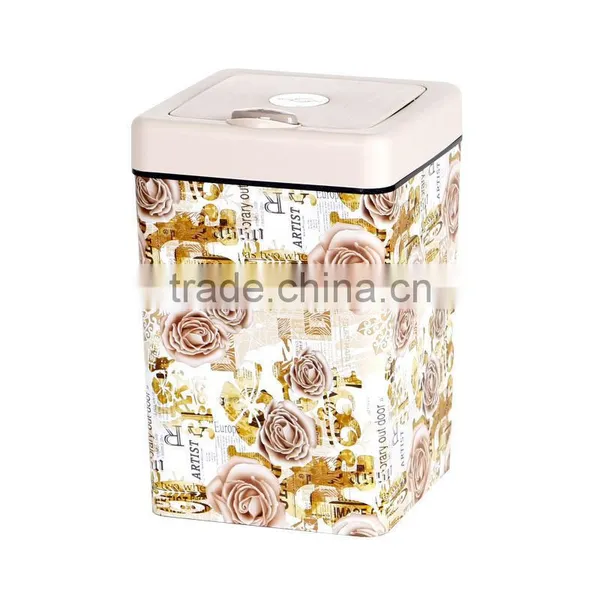 Flip Square Plastic Trash Can Waste Bin Square Container With Lid 13L photo-3