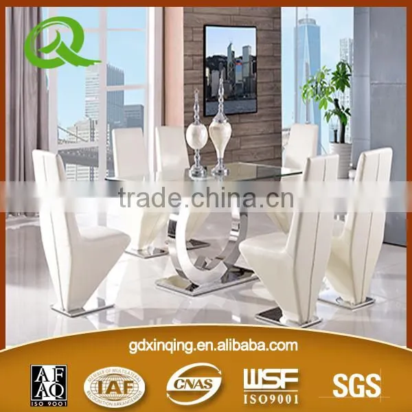 TH286 Modern Glass Top Stainless Steel Dining Table Furniture photo-5