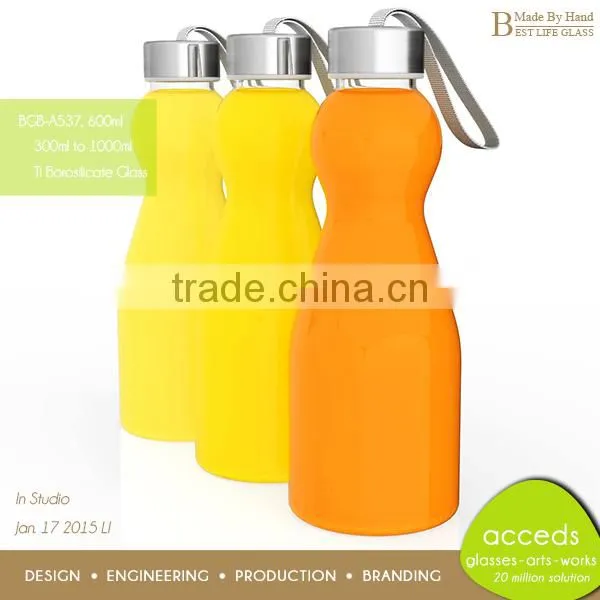 Colorful Handmade Borosilicate Glass Running Water Bottle BPA Free photo-3
