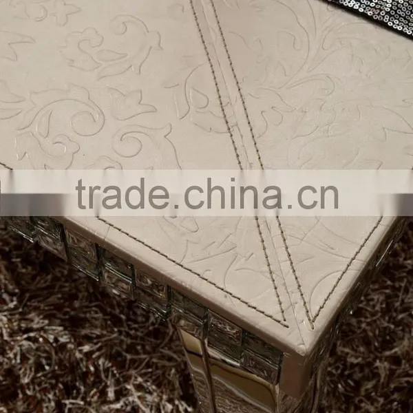 High End Royal Mosaic Decoration Livingroom Stainless Steel Furniture Coffee Table/center Table Covered by Real Leather/PU photo-3