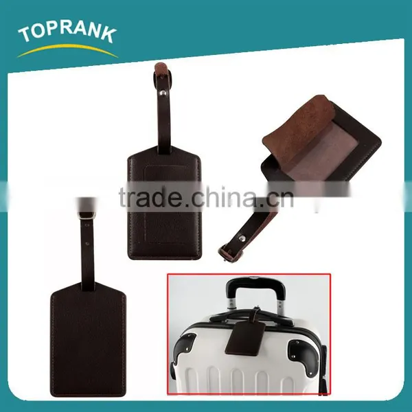 Toprank Customized New Design Personalized Double Sided Embossed Leather Luggage Tag For Travel photo-3