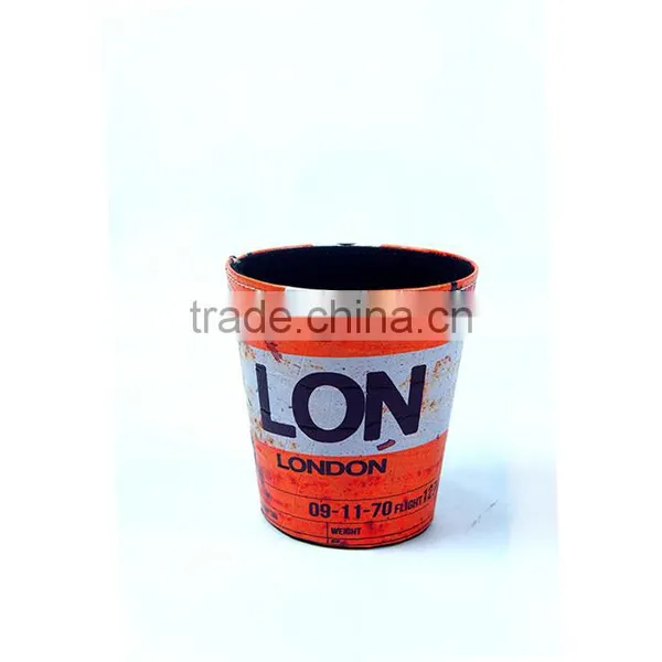 The Letter Of London Print Waste Bin Faux Leather Trash Can photo-2