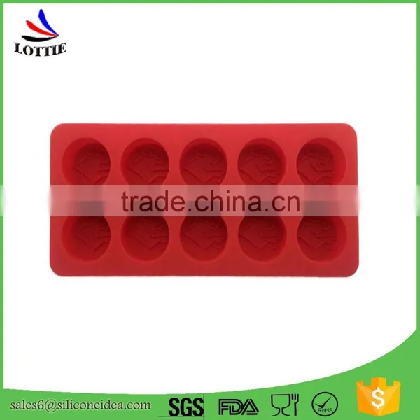 2016 Hot Selling Food Grade Custom 10 Cups Silicone Candy Mold Chocolate Ice Tray photo-2