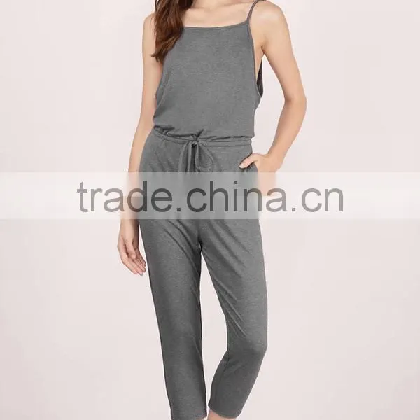 Wholesale Fashion Women Clothing Spaghetti Straps Casual Cheap Cotton Romper Backless Sexy Slim Fit Bodycon Jumpsuit photo-2
