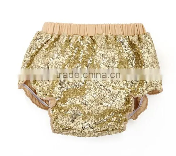 Gold Sequins Baby Cotton Bloomers With Bow Back photo-2