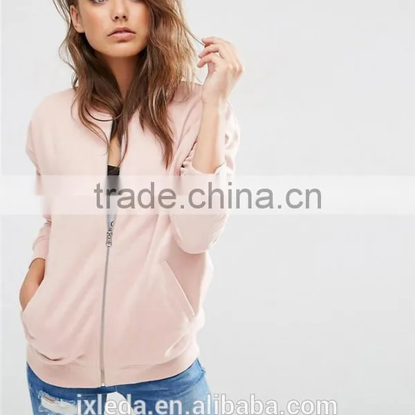 Cheap Price Women Solid Color Bomber Jacket in Jersey photo-3