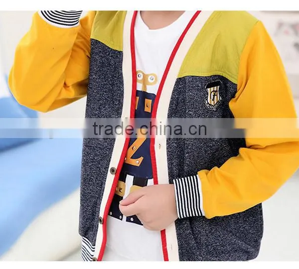 2016 Children British Style Boy Fall Coat/ Thin Coat Autumn Cardigan Fashion Jacket With Embroidered photo-3