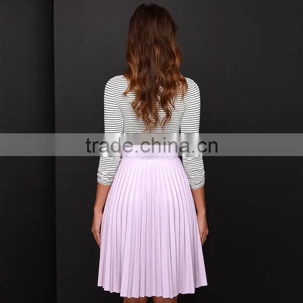 MGOO New Arrival 2015 Custom Made Chiffon Pink Pleated Skirts Summer A Line Fancy Long Skirts 15145B333 photo-2