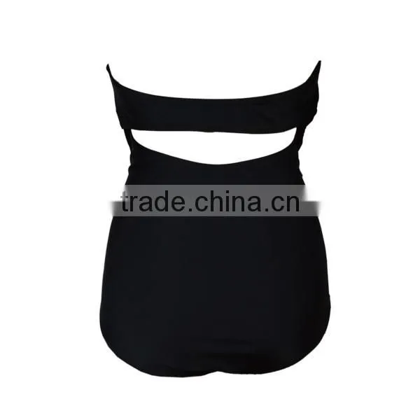 Simple Design Black One Piece Swimsuit Bating Suit photo-5