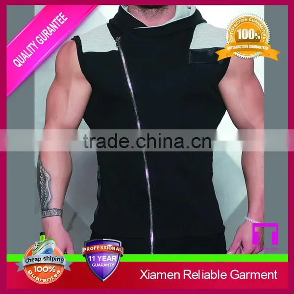 New Arrival Custom Sleeveless Muscle Hoodie With Thin Fleece Fabric for Jogging photo-5
