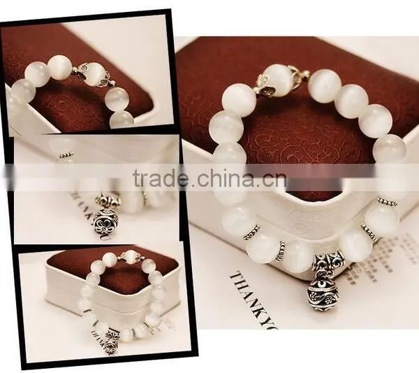 F20076N New Fashion Natural Stones Skull Bracelet For Women Crystal Opal Beads Stone Bracelet photo-3