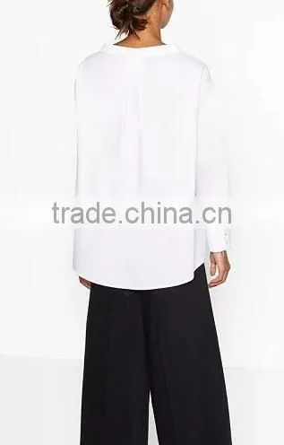 Runwaylover EY2345B Ladies Stand Collar Fashion Pure Color Blouse photo-3