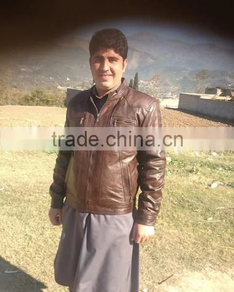 High Quality Waxed Sheep Leather Jacket for Men