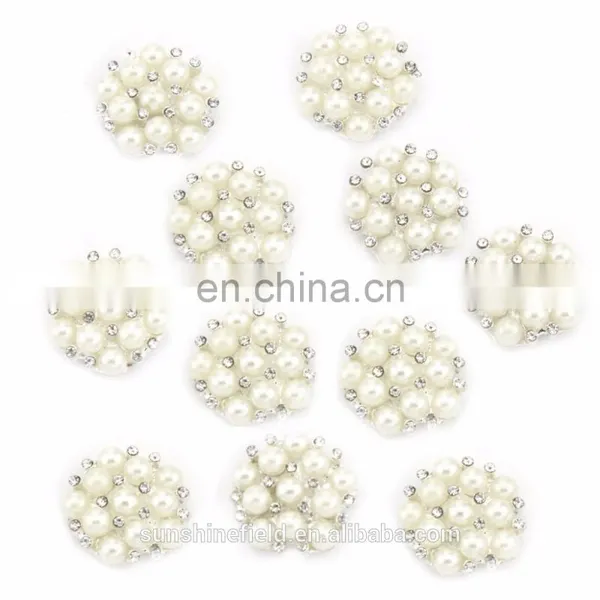 Alloy Rhinestone Button With Pearl for Accessories Clear With Silver Plating photo-3