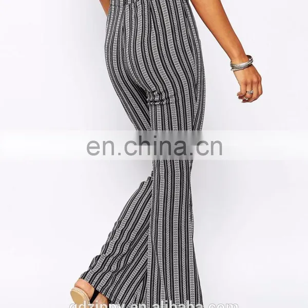 New Style Ladies Casual Vertical Stripe Flare Pants photo-3