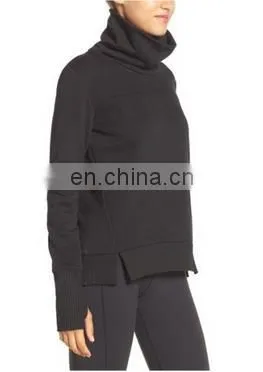 Wholesale Ladies Soft Cotton-Infused Pullover Long Sleeves With Thumbholes Cuffs High Funnel Neck Sweatshirt for Women photo-3