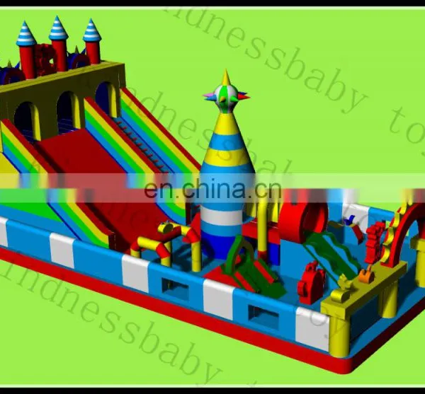 Inflatable Funcity With Slide Inflatable Play Center Giant Inflatable Slide and Obstacle Combo photo-3