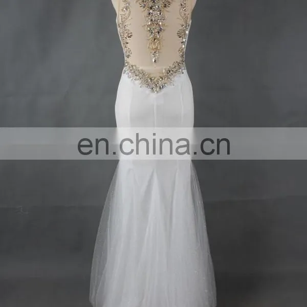 Factory Directly Supply Sexy V Neck Mermaid Long White Prom Dress photo-4