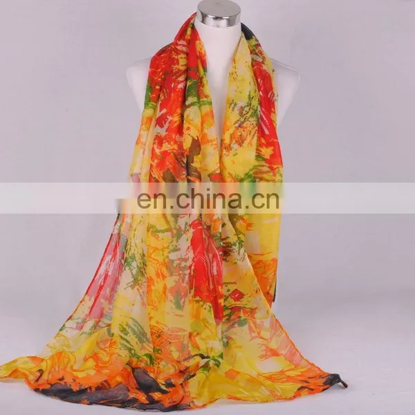 Hot Selling Fashion Printing Multicolor Lady Beach Chiffon Scarf photo-4