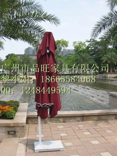 Brushed Wooden Cap Outdoor Umbrella Hotel 3m Pole Hexagonal Shape photo-3