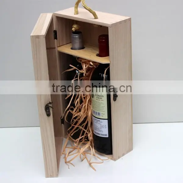Double Bottles Pine Wood Wine Box With Silk Printing Logo