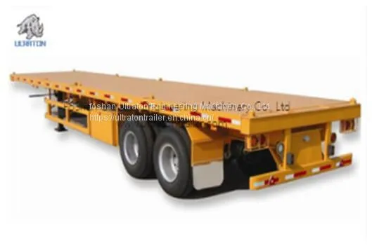 2 Axles 20ft Flatbed Container Transport Semi Truck Trailer