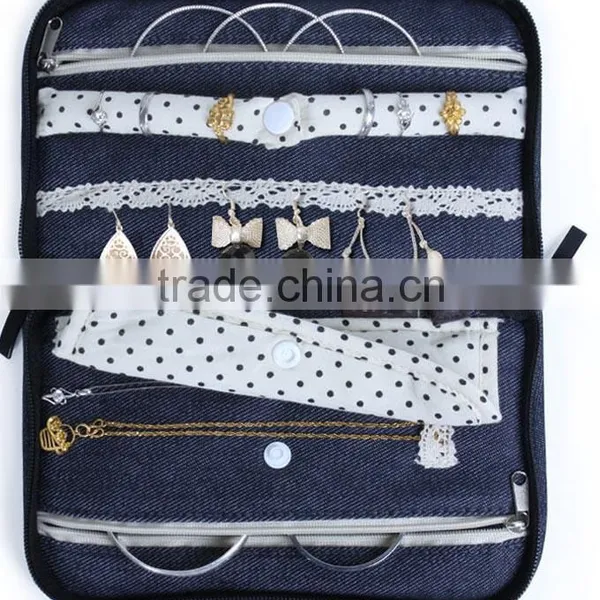 Portable Jean Cloth Jewelry Storage Bag Jewelry Pouch Travel Jewelry Organizer photo-5