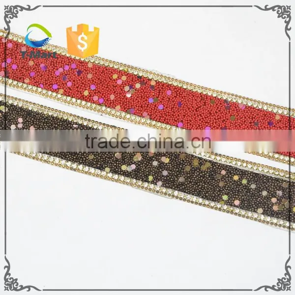 3cm Width Hot Fix Rhinestone Chain Small Beads Trimming photo-2
