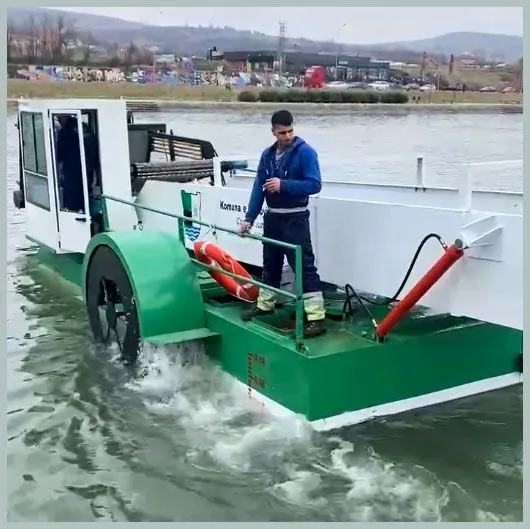 Лодка-резак водных сорняков, плавающий комбайн для сбора водных сорняков