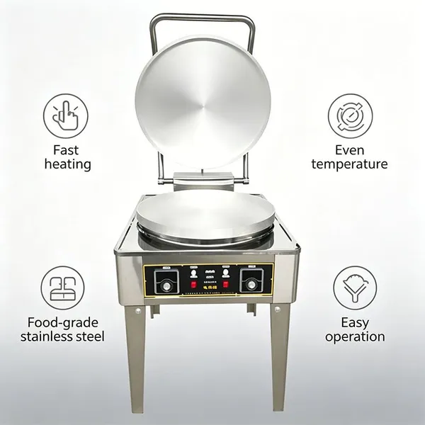 Professional DBD-D53 Flatbread Baker Machine 5KW Electric Pancake Griddle With Overheat Protection for Breakfast Shops photo-2