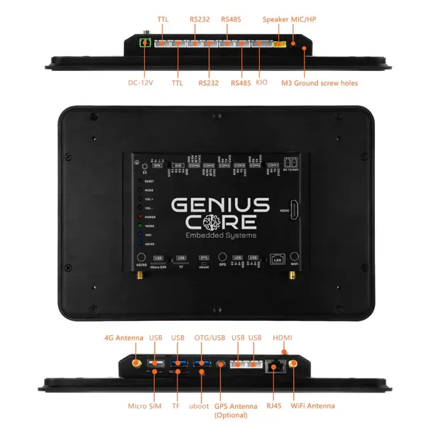 GeniusCore 10.1 Inch A133P All in One HMI Android Panel PC, IPS, ABS Frame