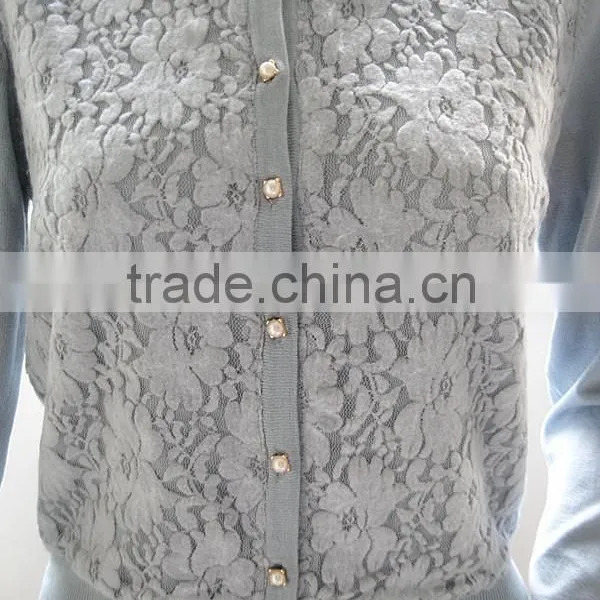 Pure Color Sweater Coat Lady Flocking Stitching Knitted Sweet Cardigan photo-5