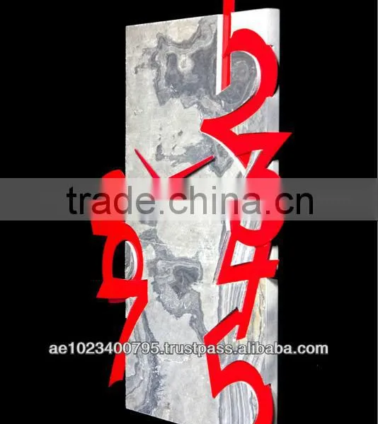 2014 Wall Clock, Unique Clock, Handmade Decorative Wall Clock With Stone Veneer and Acrylic Numbers photo-6