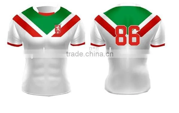 Quality Cheap Rugby Jersey Design Red Color and Green photo-2