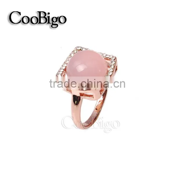Fashion Jewelry Rose Gold Plated Pink Stone Ring Girl Wedding Party Show Gift Dresses Apparel Promotion Accessories photo-3