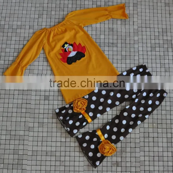 CHEVRON RUFFLED WESTERN KIDS TURKEY THANKSGIVING OUTFITS photo-5