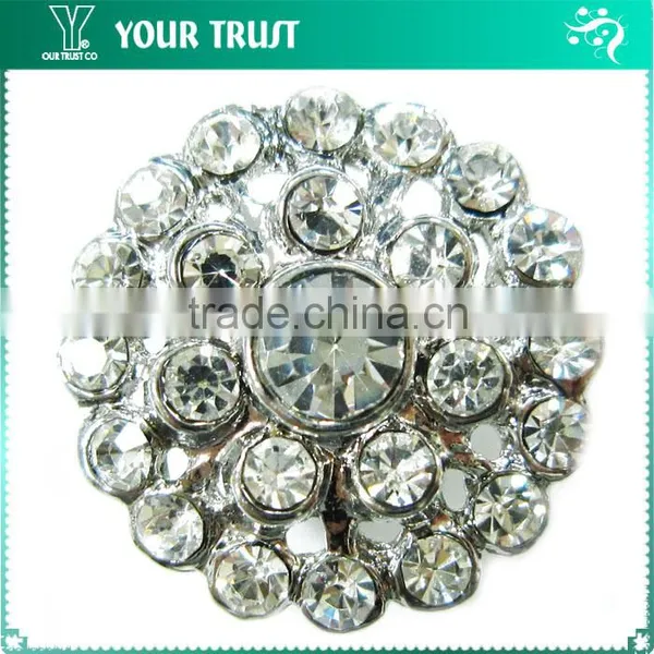 Vintage Crystal Rhinestone Silver Metal Nickel Free Shank Rhinestone Button photo-4