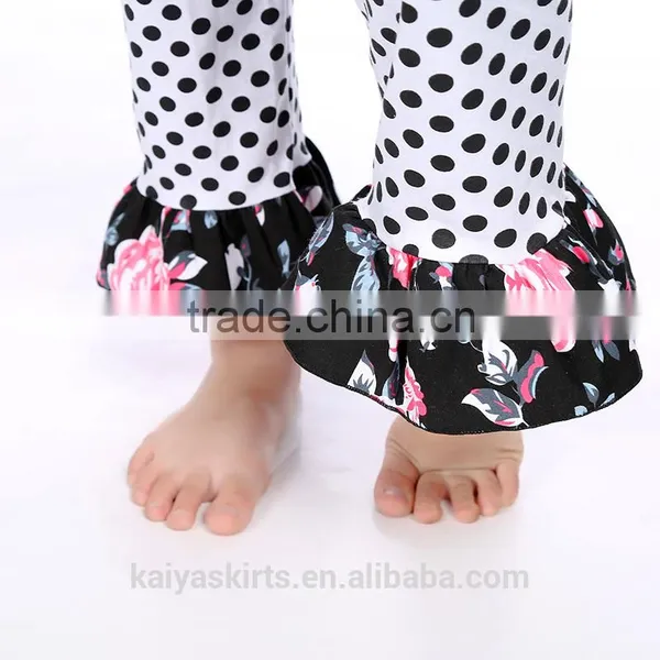 2016 Cotton Floral Print Chiffon Dress and Frill Pant Wholesale Children Clothes photo-6
