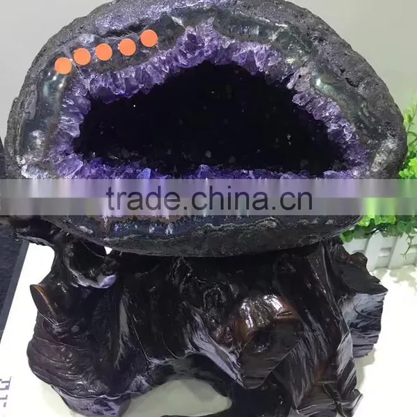 Natural Uruguay Purple Amethyst Quartz Crystal Geode Cluster photo-2