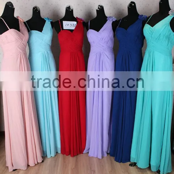 One Shoulder Sweet Heart Ruffle Maxi Dress Backless Blue Evening Dresses photo-2