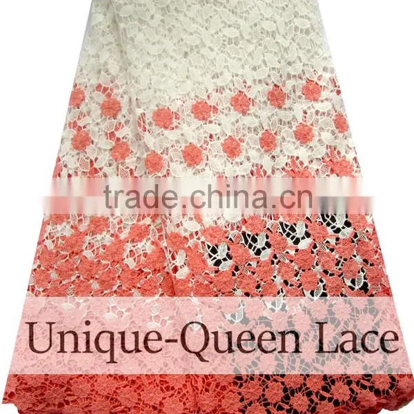 2016 New Arrival Guipure Lace Fabric/ Fushia Color Lace Fabric/african Fushia Guipure Lace Fabric/Cord Lace photo-2
