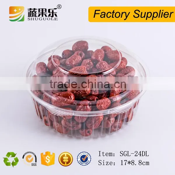 Customized Disposable Plastic Food Packaging Round Box With Lid 600g photo-3