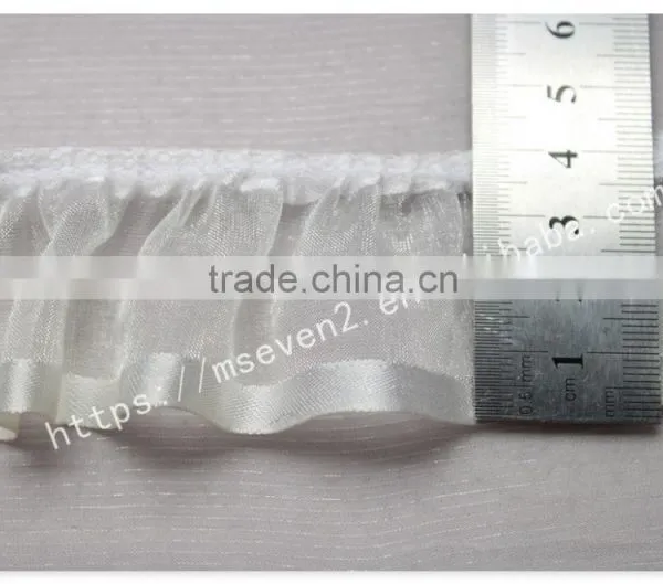 High Quality 4cm Width Folded Organza Fabric Trim in Silver photo-5