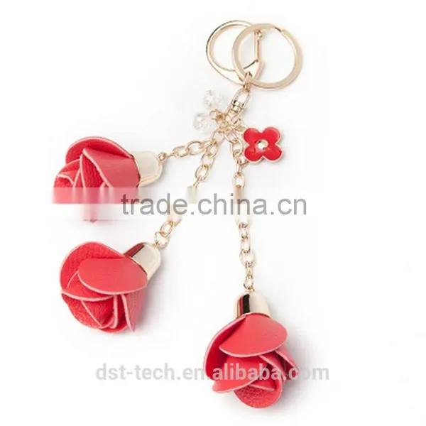 Christmas Custom Key Pendant Rose Flower Keychain photo-6