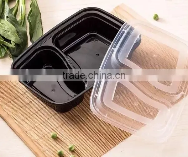 Yoyo Check Now New 2 Compartment Takeaway Rectangular Plastic Disposable Microwave Safe Food Containers photo-3