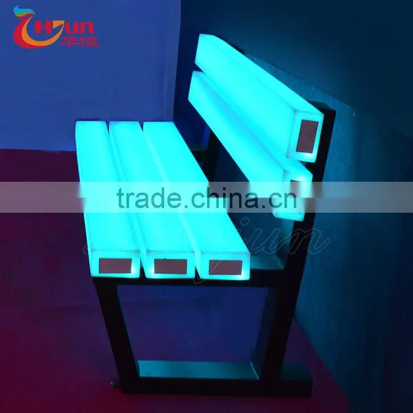 Outdoor Furniture Plastic Patio Bench RGB Lights Cheap Price photo-3
