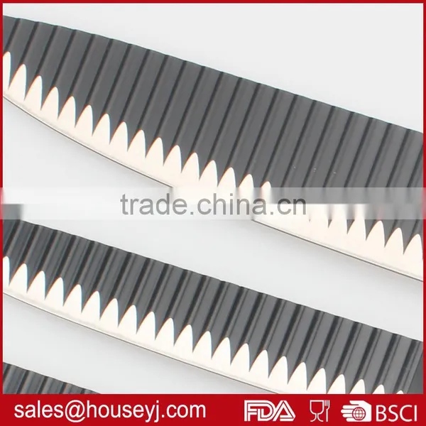 Set of 5pcs Knife Set Non Stick Color Kitchen Knife Blade With"V"wave Grooves Design photo-2